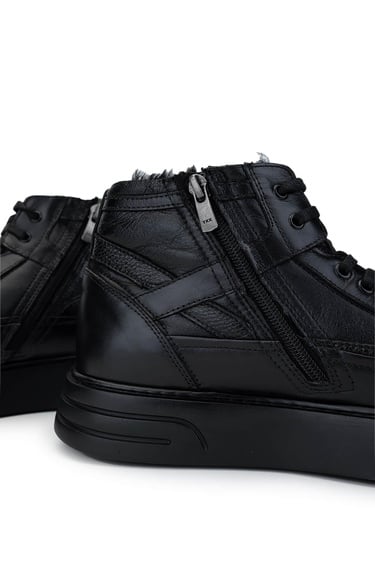  Tamer Tanca Erkek Hakiki Deri Siyah Casual Bot