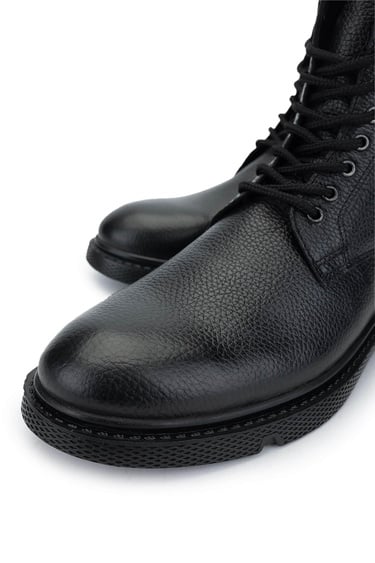  Tamer Tanca Erkek Hakiki Deri Siyah Casual Bot