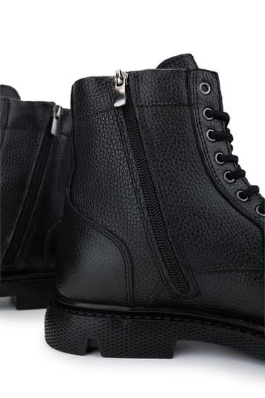  Tamer Tanca Erkek Hakiki Deri Siyah Casual Bot