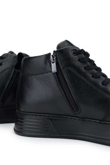  Tamer Tanca Erkek Hakiki Deri Siyah Deri Casual Bot