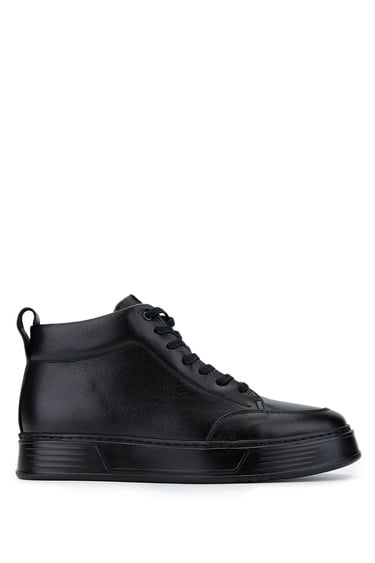  Tamer Tanca Erkek Hakiki Deri Siyah Deri Casual Bot