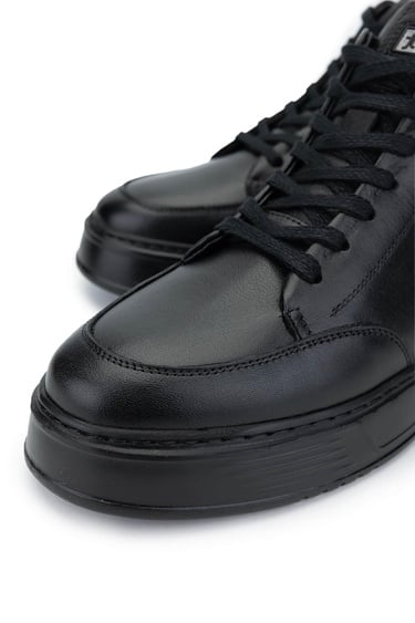  Tamer Tanca Erkek Hakiki Deri Siyah Deri Casual Bot