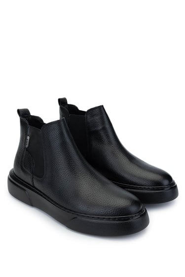  Tamer Tanca Erkek Hakiki Deri Siyah Casual Bot