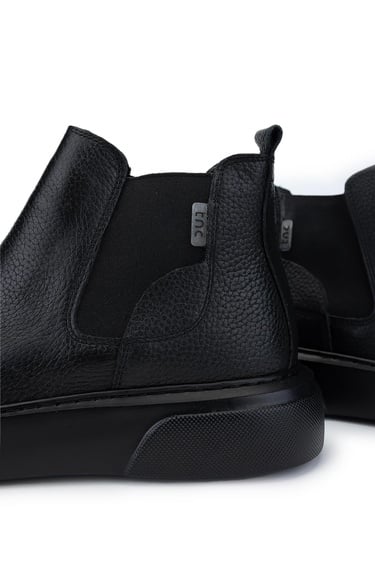  Tamer Tanca Erkek Hakiki Deri Siyah Casual Bot