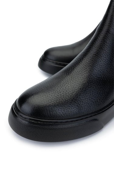  Tamer Tanca Erkek Hakiki Deri Siyah Casual Bot