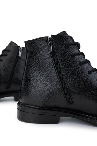  Tamer Tanca Erkek Hakiki Deri Siyah Floter Casual Bot