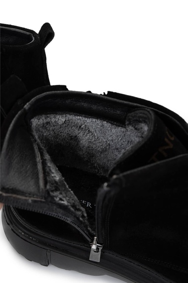  Tamer Tanca Erkek Hakiki Deri Siyah Süet Casual Bot