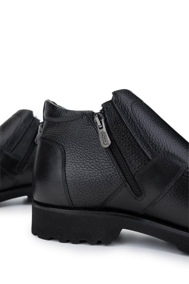  Tamer Tanca Erkek Hakiki Deri Siyah Floter Casual Bot