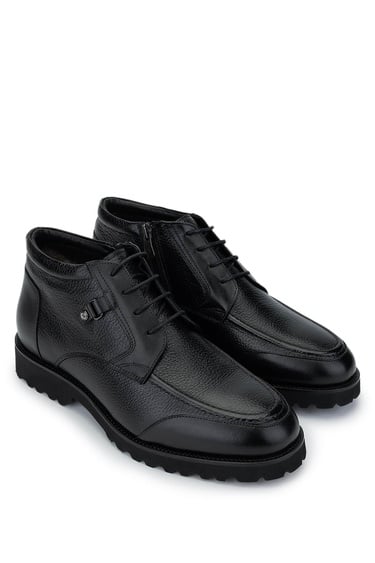  Tamer Tanca Erkek Hakiki Deri Siyah Floter Casual Bot