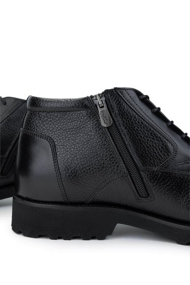  Tamer Tanca Erkek Hakiki Deri Siyah Floter Casual Bot