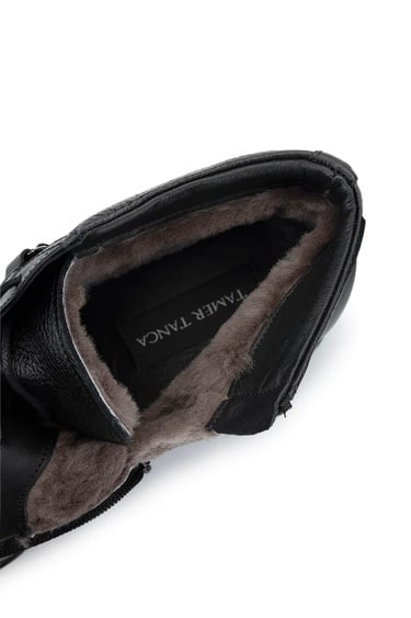  Tamer Tanca Erkek Hakiki Deri Siyah Floter Casual Bot