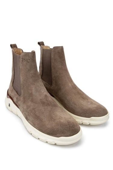  Tamer Tanca Erkek Hakiki Deri Bej Süet Casual Bot