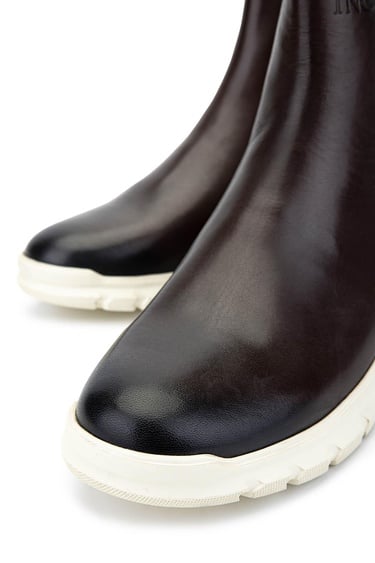  Tamer Tanca Erkek Hakiki Deri Kahverengi Casual Bot