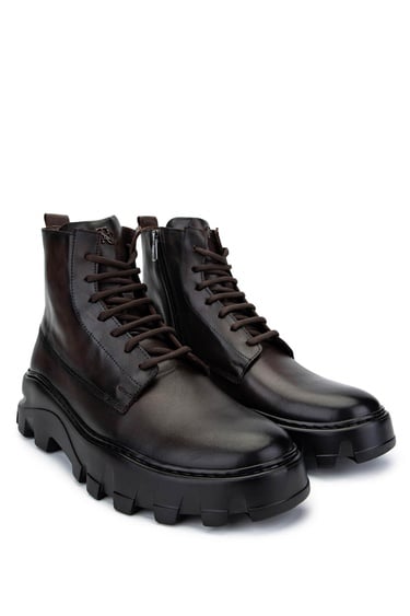  Tamer Tanca Erkek Hakiki Deri Kahverengi Casual Bot