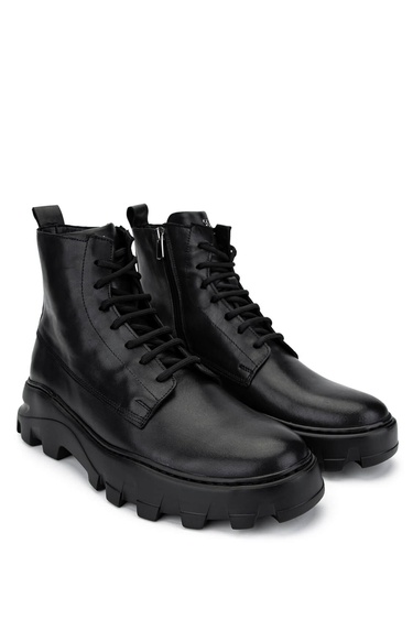  Tamer Tanca Erkek Hakiki Deri Siyah Deri Casual Bot