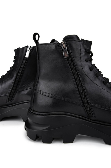  Tamer Tanca Erkek Hakiki Deri Siyah Deri Casual Bot