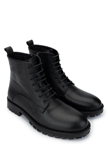  Tamer Tanca Erkek Hakiki Deri Siyah Deri Casual Bot