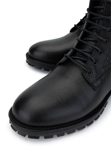 Tamer Tanca Erkek Hakiki Deri Siyah Deri Casual Bot