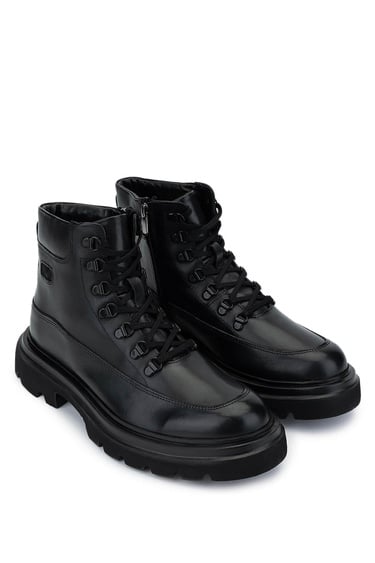  Tamer Tanca Erkek Hakiki Deri Siyah Casual Bot