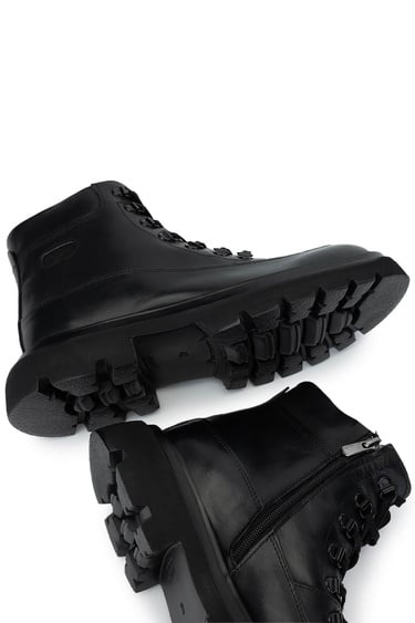  Tamer Tanca Erkek Hakiki Deri Siyah Casual Bot