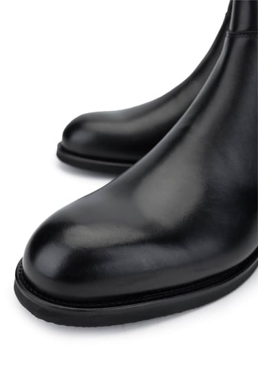  Tamer Tanca Erkek Hakiki Deri Siyah Casual Bot