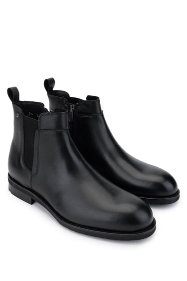  Tamer Tanca Erkek Hakiki Deri Siyah Casual Bot