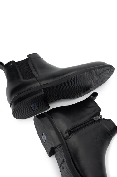  Tamer Tanca Erkek Hakiki Deri Siyah Casual Bot