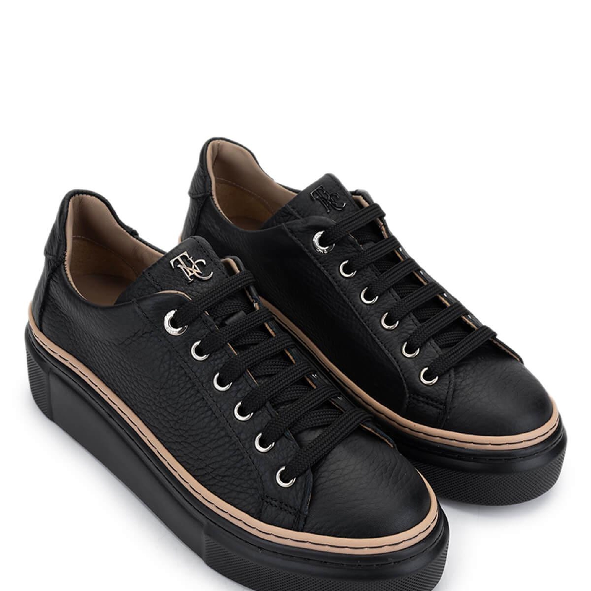 Tamer Tanca Kadın Hakiki Deri Siyah Floter Sneakers & Spor Ayakkabı