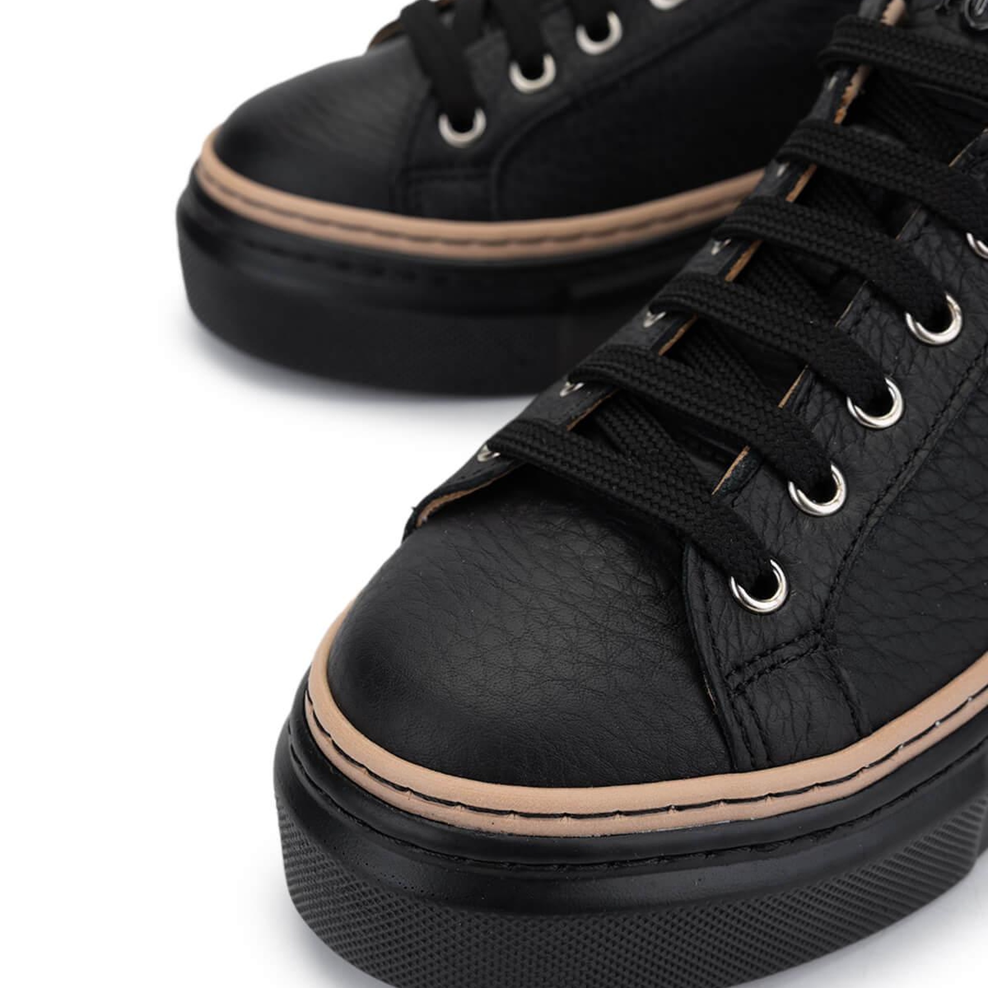 Tamer Tanca Kadın Hakiki Deri Siyah Floter Sneakers & Spor Ayakkabı