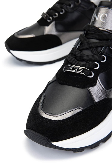  Tamer Tanca Kadın Hakiki Deri Siyah Süet Sneakers & Spor Ayakkabı