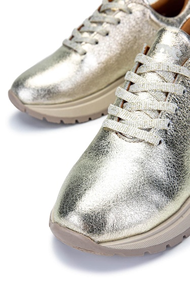  Tamer Tanca Kadın Hakiki Deri Altın Rugan Sneakers & Spor Ayakkabı