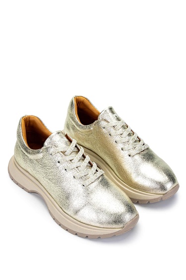  Tamer Tanca Kadın Hakiki Deri Altın Rugan Sneakers & Spor Ayakkabı