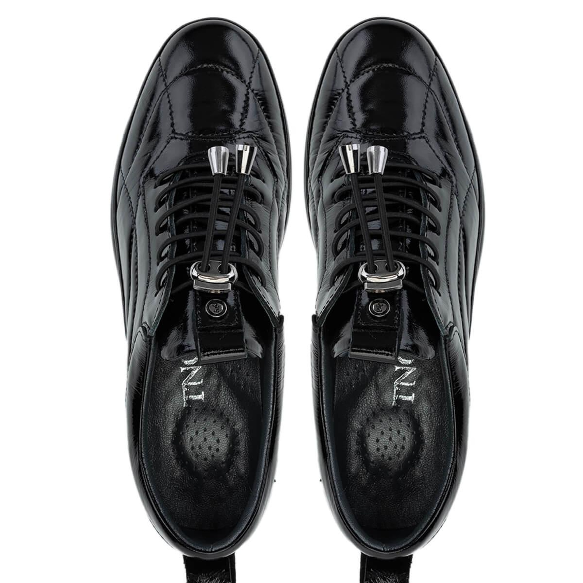 Tamer Tanca Kadın Hakiki Deri Siyah Rugan Casual Ayakkabı