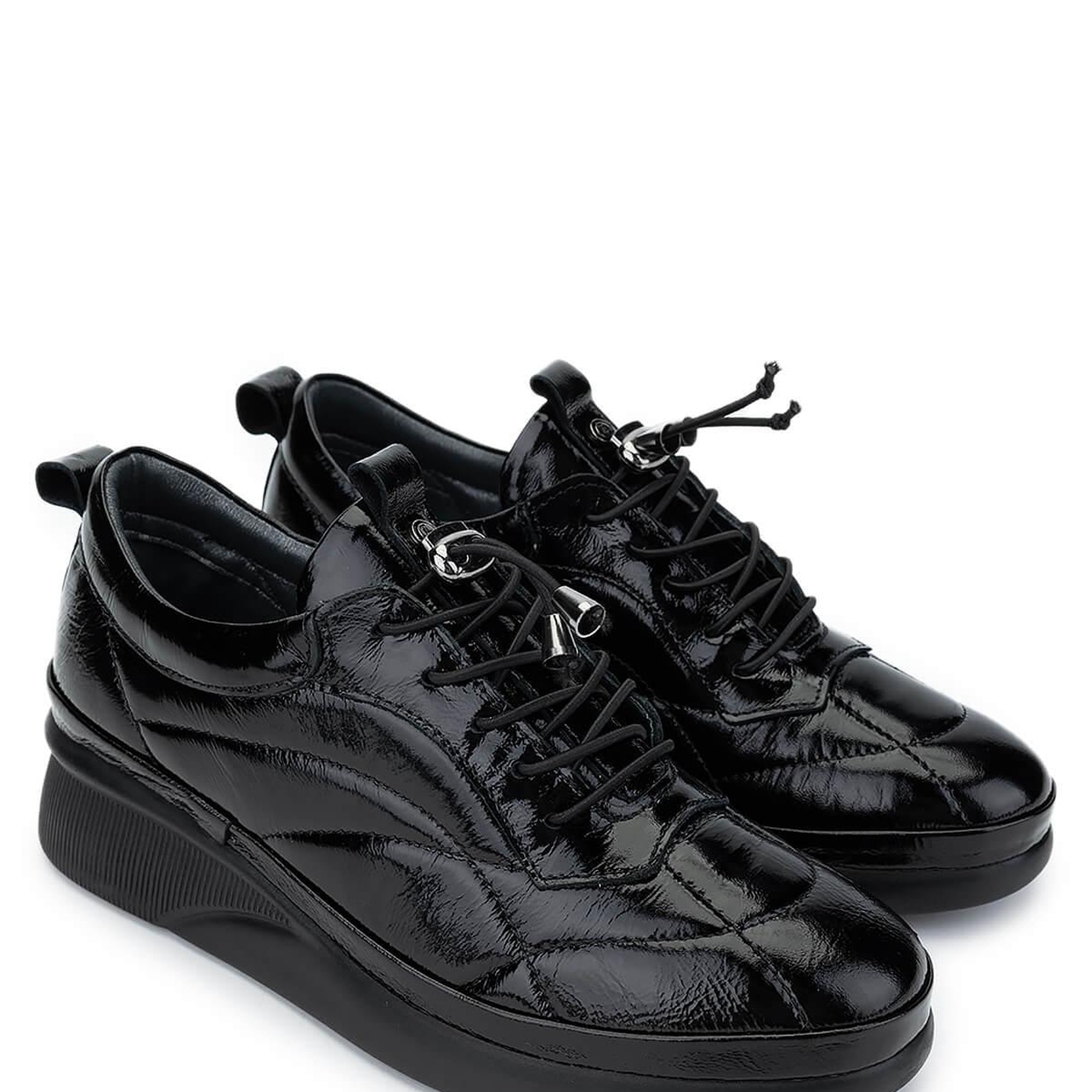 Tamer Tanca Kadın Hakiki Deri Siyah Rugan Casual Ayakkabı