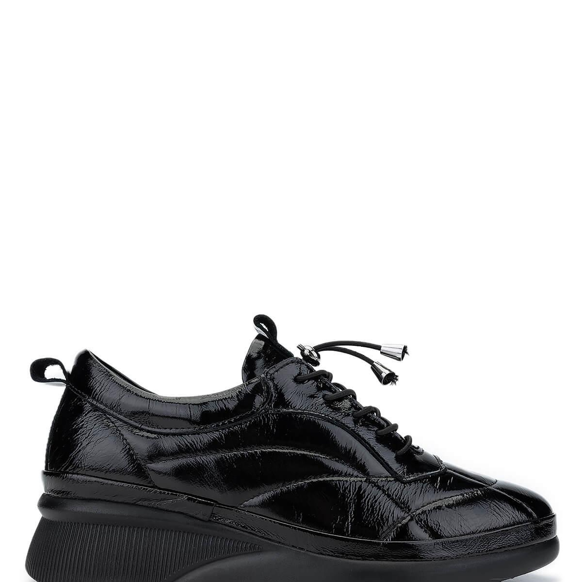 Tamer Tanca Kadın Hakiki Deri Siyah Rugan Casual Ayakkabı