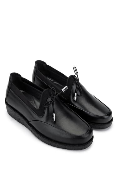  Tamer Tanca Kadın Hakiki Deri Siyah Deri Casual Ayakkabı