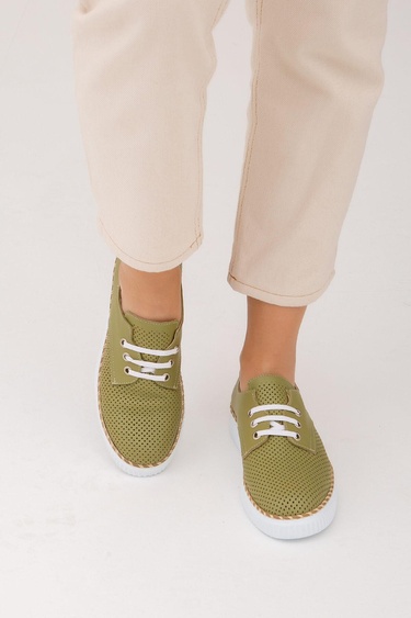  Tamer Tanca Kadın Hakiki Deri Yeşil Casual Ayakkabı