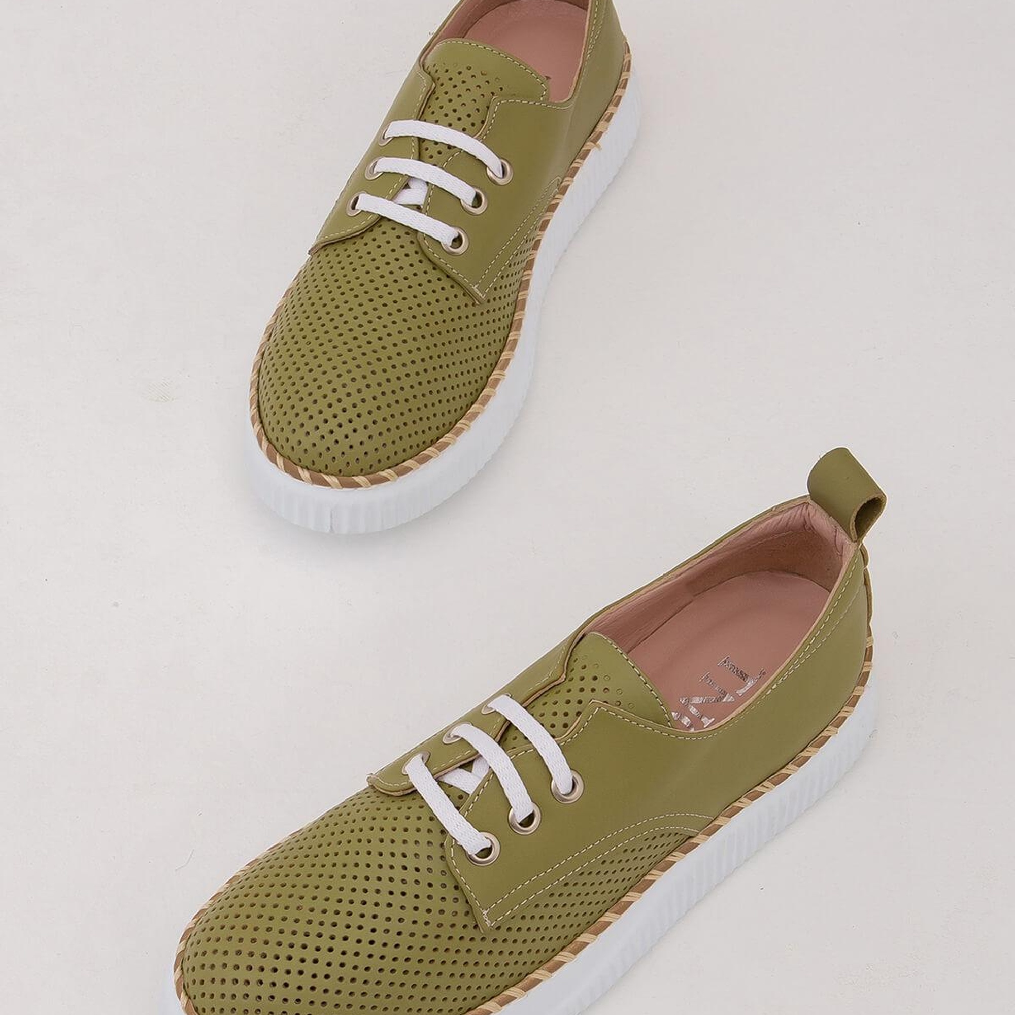 Tamer Tanca Kadın Hakiki Deri Yeşil Casual Ayakkabı