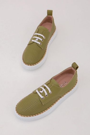  Tamer Tanca Kadın Hakiki Deri Yeşil Casual Ayakkabı