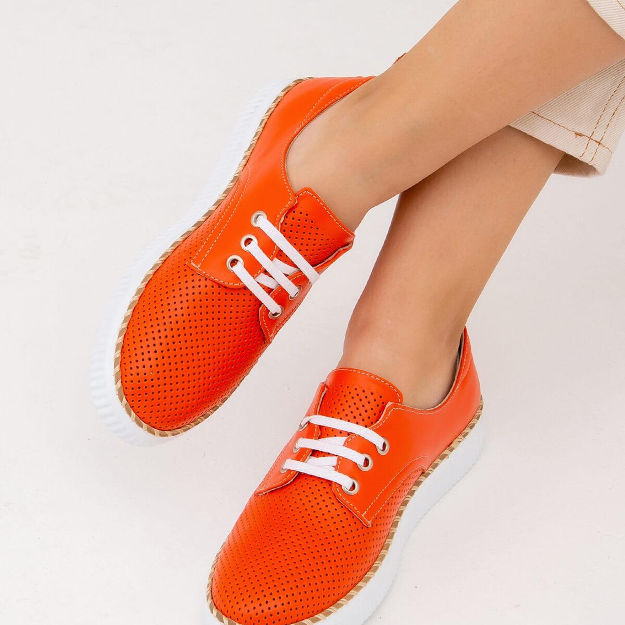 Tamer Tanca Kadın Hakiki Deri Turuncu Casual Ayakkabı