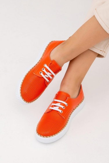 Tamer Tanca Kadın Hakiki Deri Turuncu Casual Ayakkabı