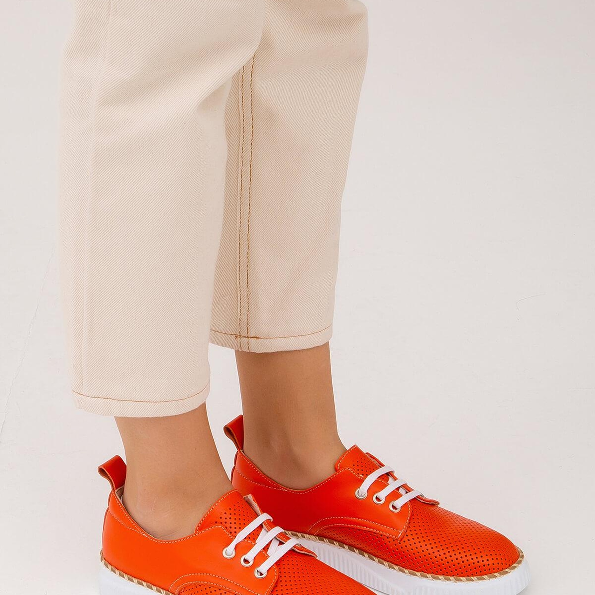 Tamer Tanca Kadın Hakiki Deri Turuncu Casual Ayakkabı