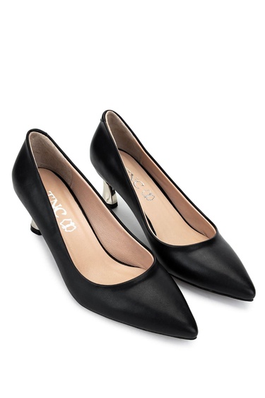  Tamer Tanca Kadın Vegan Siyah Topuklu Ayakkabı