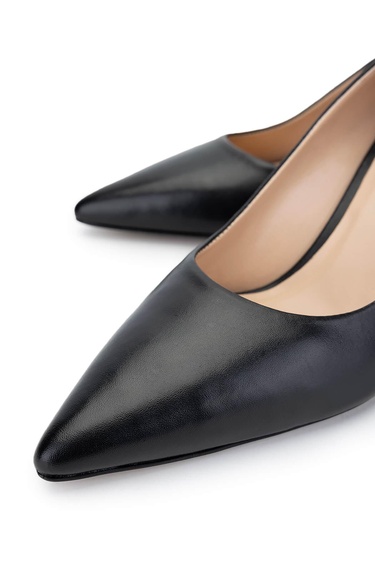  Tamer Tanca Kadın Hakiki Deri Siyah Deri Topuklu Ayakkabı