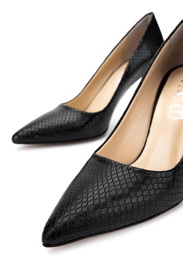  Tamer Tanca Kadın Hakiki Deri Siyah Topuklu Ayakkabı