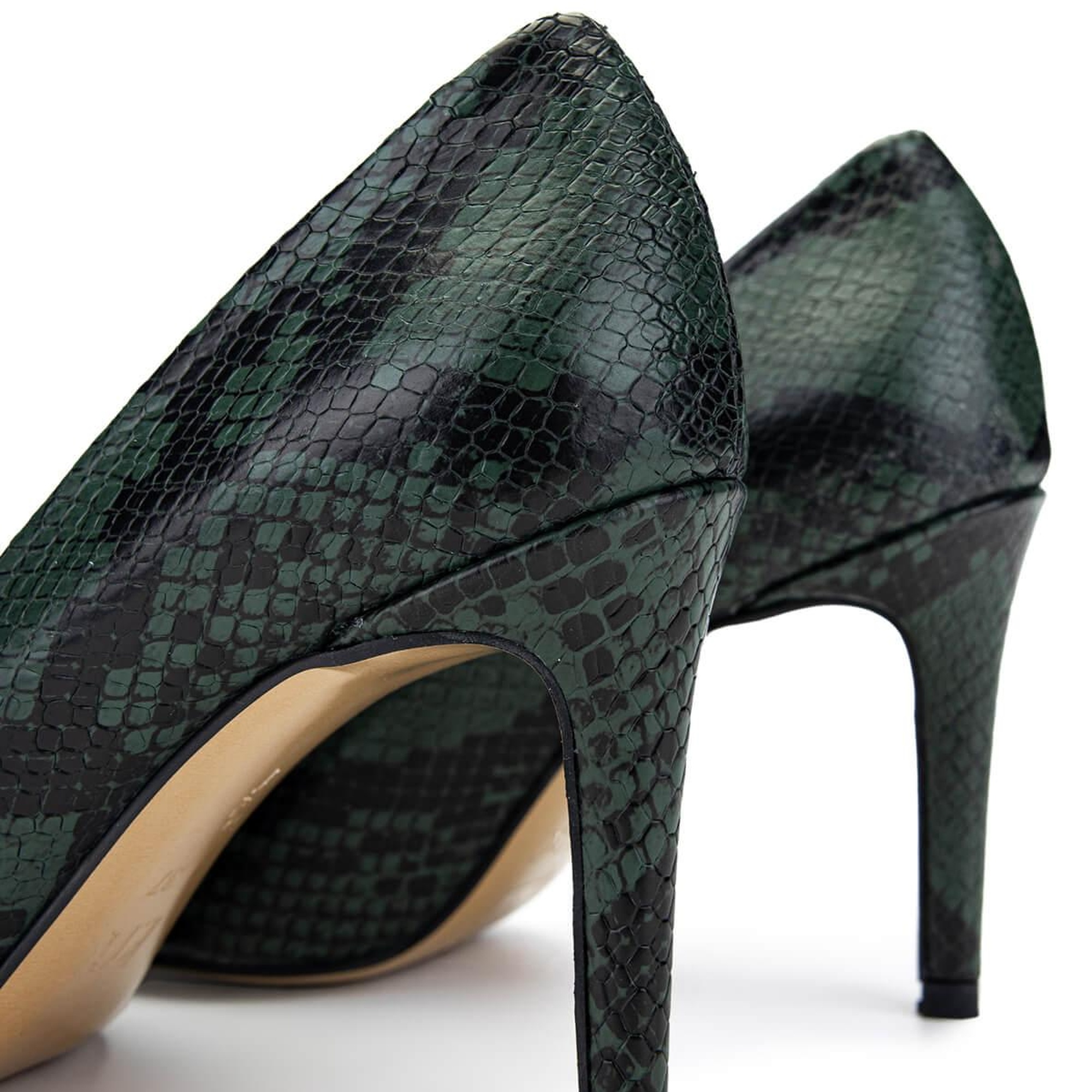 Tamer Tanca Kadın Hakiki Deri Yeşil Topuklu Ayakkabı