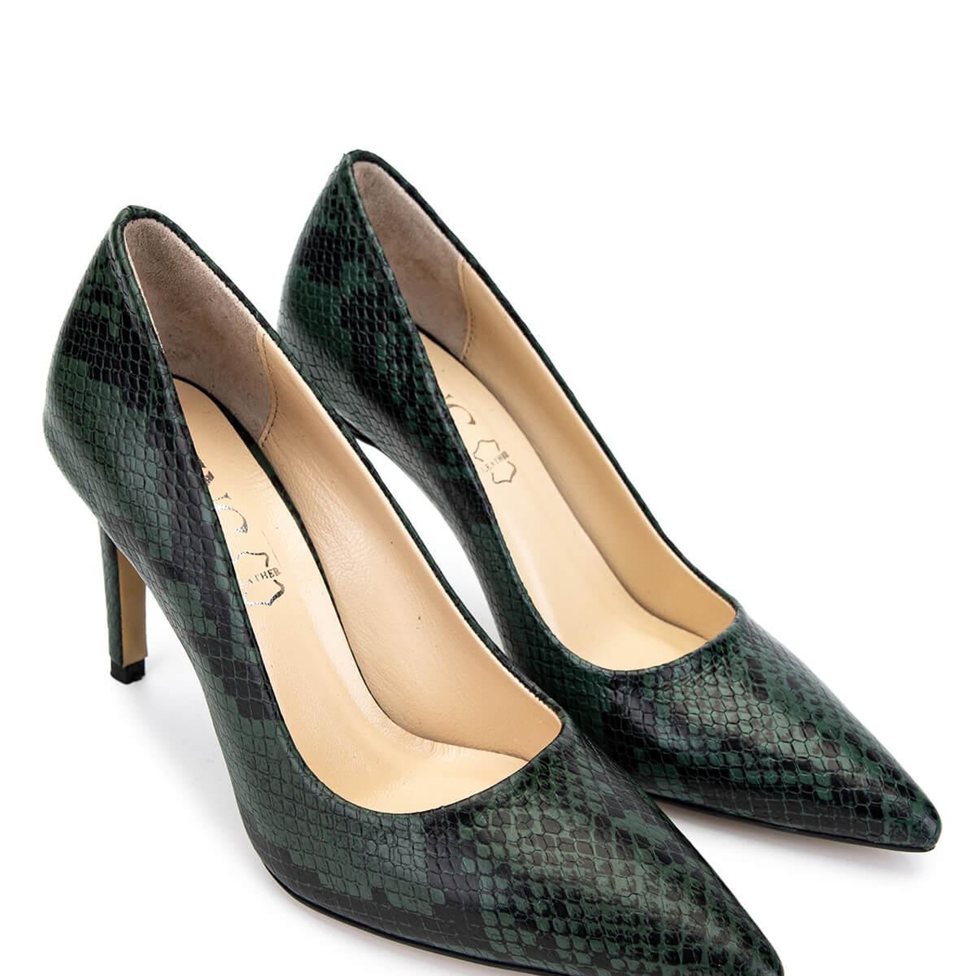 Tamer Tanca Kadın Hakiki Deri Yeşil Topuklu Ayakkabı