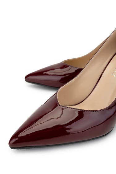  Tamer Tanca Kadın Hakiki Deri Bordo Rugan Topuklu Ayakkabı