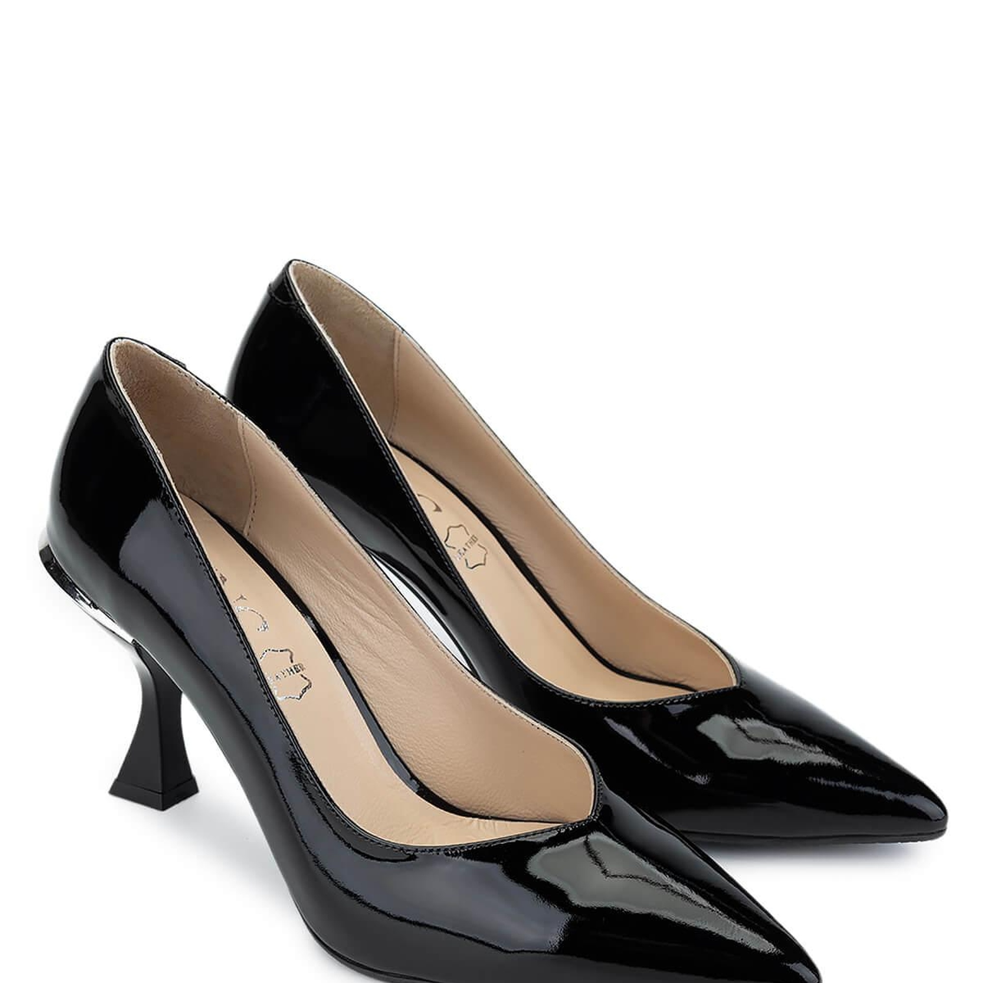 Tamer Tanca Kadın Hakiki Deri Siyah Rugan Topuklu Ayakkabı