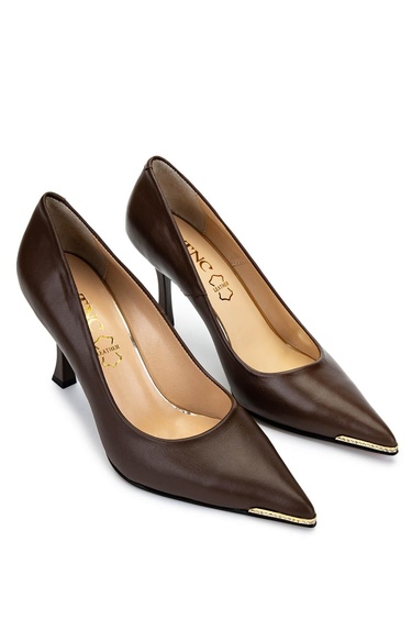  Tamer Tanca Kadın Hakiki Deri Kahverengi Topuklu Ayakkabı